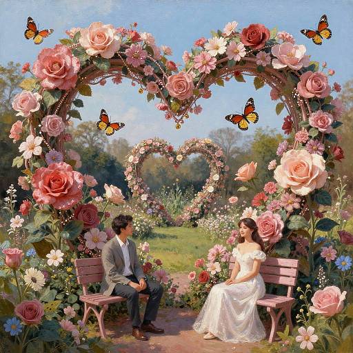 Enchanted Valentine Garden with Heart Blossoms