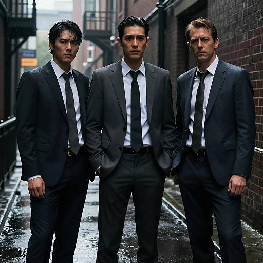 Dramatic Noir Men in Rainy Alley