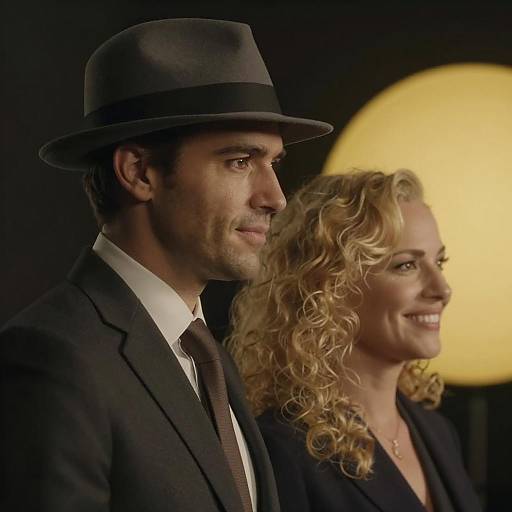 Close-Up Profile of Couple with Fedora