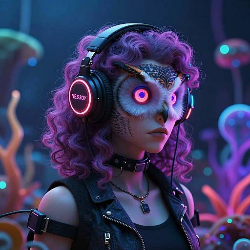 Voidpunk Neon Owl Hacker Design