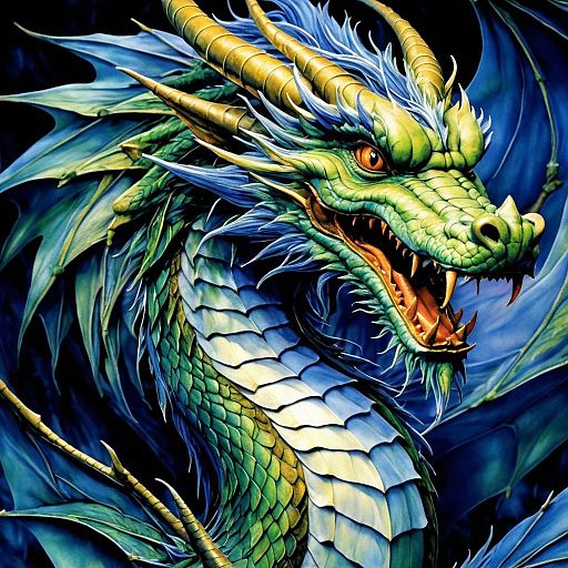 High Detail Fantasy Dragon Illustration