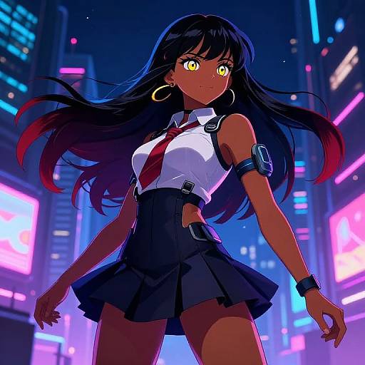 Futuristic Anime Girl in Neon City