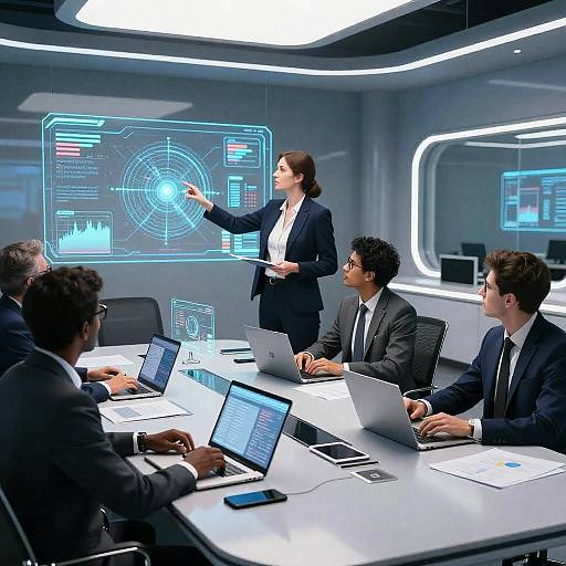 Futuristic Business Meeting Scene