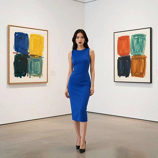 Elegant Woman in Modern Art Gallery