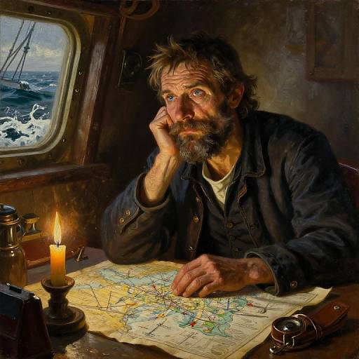 Introspective Sea Captain Oil Portrait