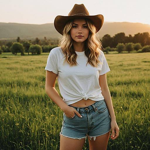 Young Woman in Casual Sunset Outfit