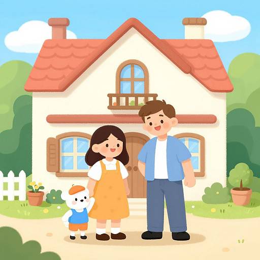 Kawaii Family Fashion Illustration