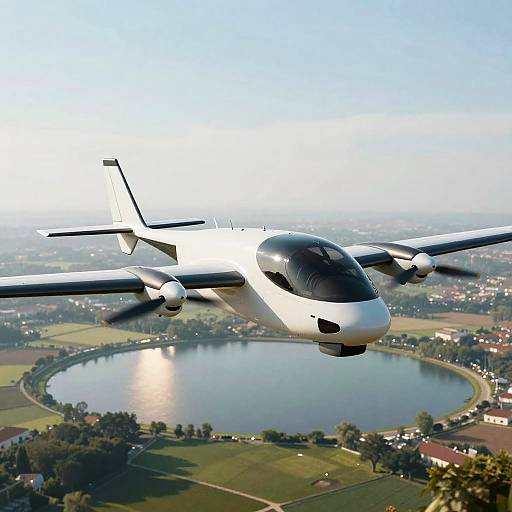 Futuristic Drone Over Scenic Landscape