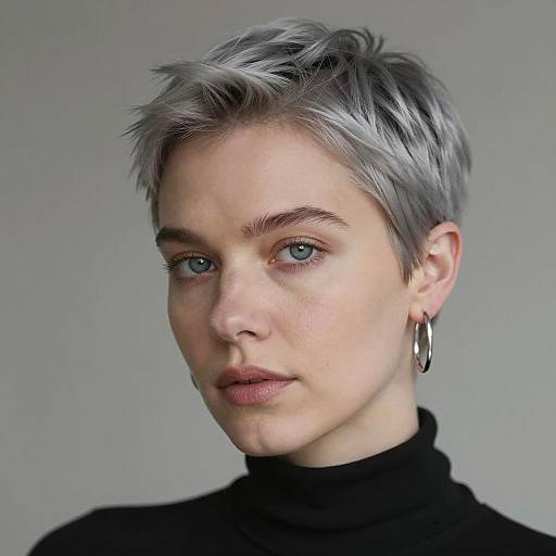 Woman with Short Silver-Gray Hair