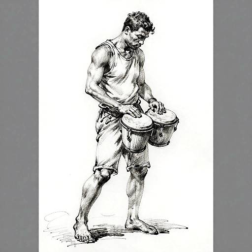 Silverpoint Sketch of Drumming Man