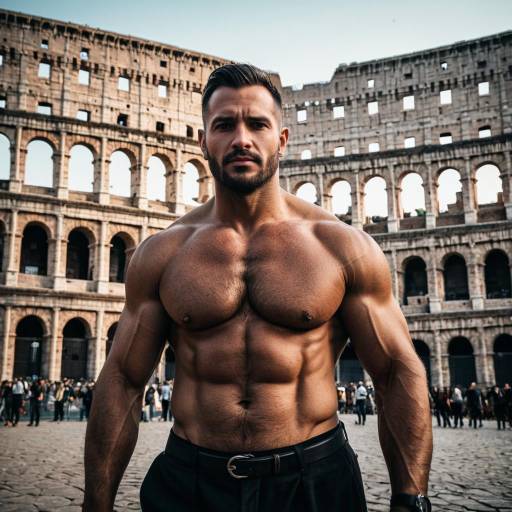 Muscular man in front of the Colosseum