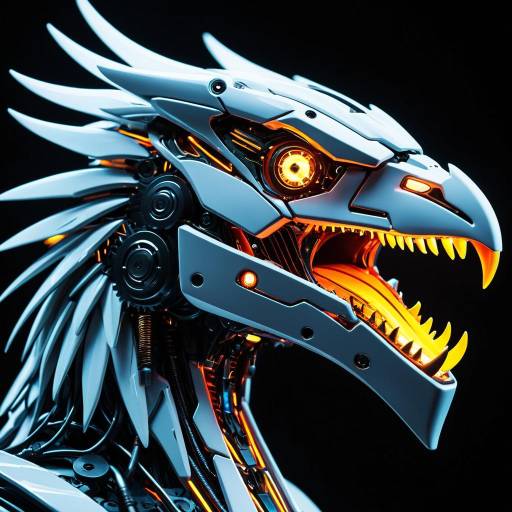 Mechanical Phoenix with Neon Glow