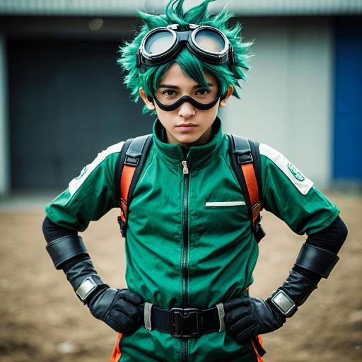 Young Male in Midoriya Costume with Green Hair