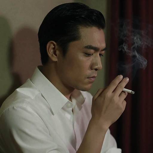 Intense East Asian Man in Dim Light