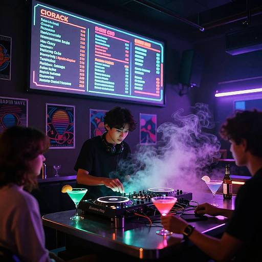 Neon Vaporwave Bar Ambiance