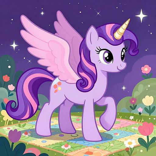 Whimsical Amethyst Rose Unicorn