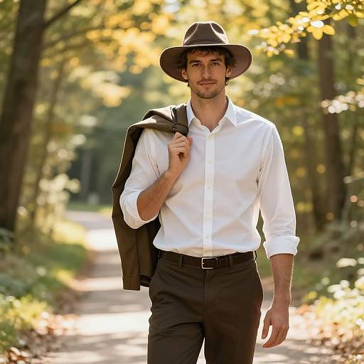 Calm Male in Sunny Forest Setting