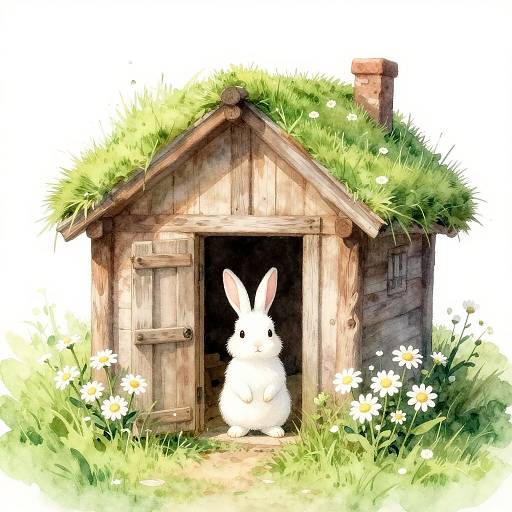 Watercolor Rabbit by Rustic Cottage