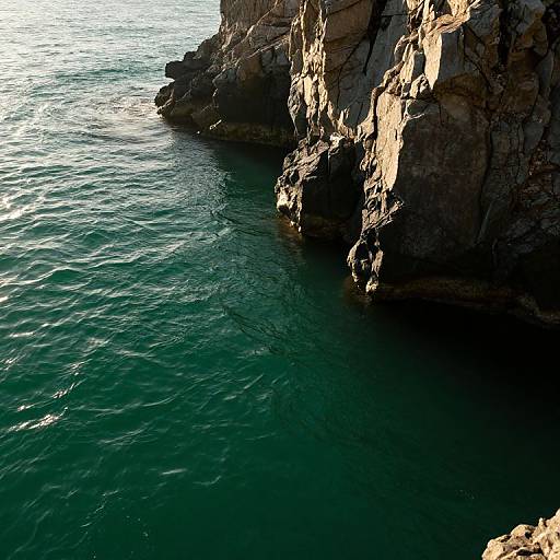 Sunlit Underwater Emerald Cliff