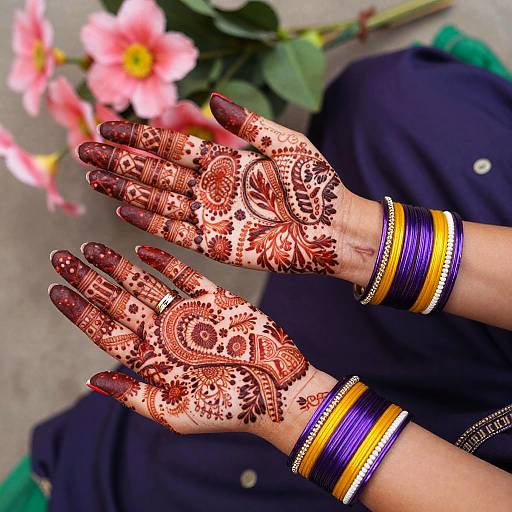 Intricate Henna Hands with Colorful Bangles