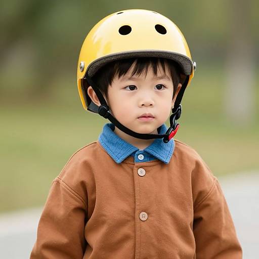 Young Boy in Yellow Helmet