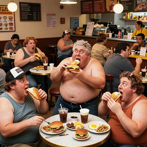 Chaotic Cartoon Country Breakfast Scene