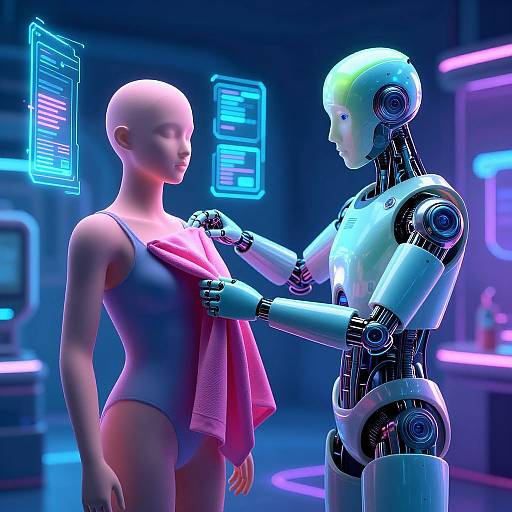Neon AI Assistant Removing Clothes