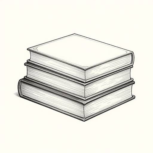 Detailed Line Art of Stacked Books