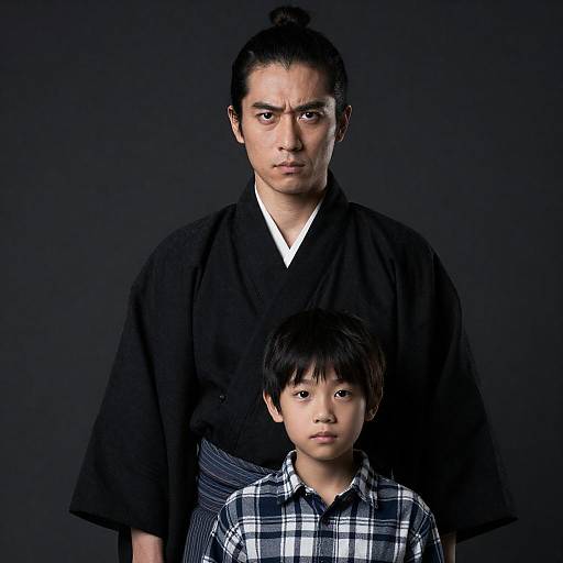 Stern Man and Boy Portrait