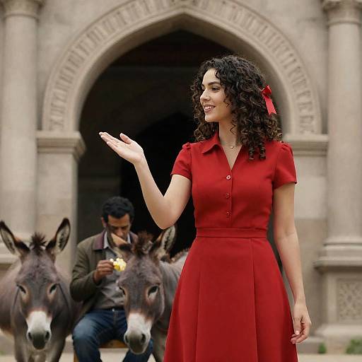 Charming Scene of a Woman in Red Dress