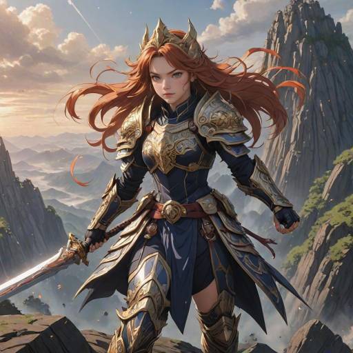 Fierce Warrior Princess on Mountain Cliff