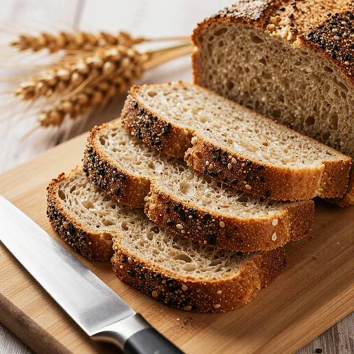 Sliced Whole Grain Bread on Cutting Board