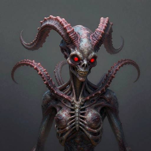 Eerie Humanoid Creature with Tentacle Horns
