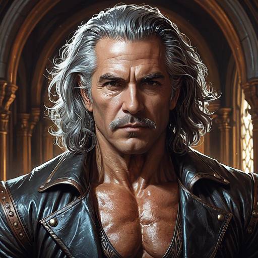 Fantasy Portrait of Muscular Man in Leather