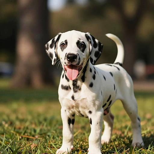 Sunlit Playful Dalmatian Puppy Portrait