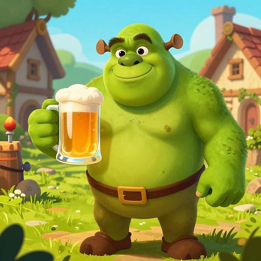 Chubby Green Ogre in Rustic Fantasy