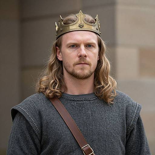 Medieval Man Wearing Crowned Costume