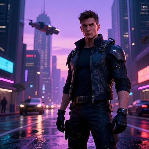 Cyberpunk Tyrone in Neon Cityscape