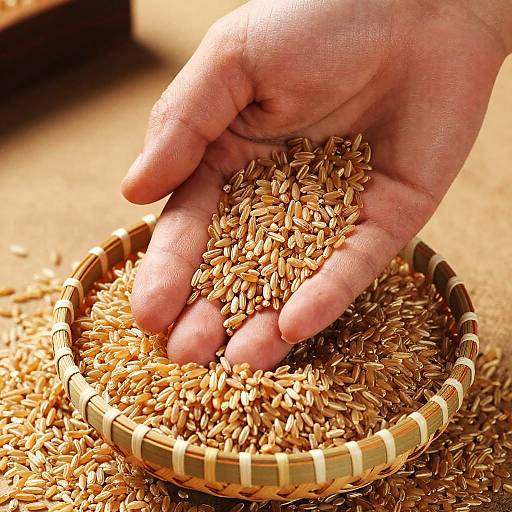 Close-Up of Pouring Rice Grains