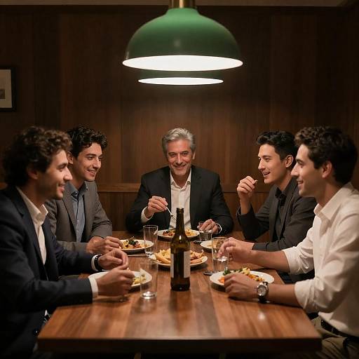 Social Gathering of Six Men at Dinner