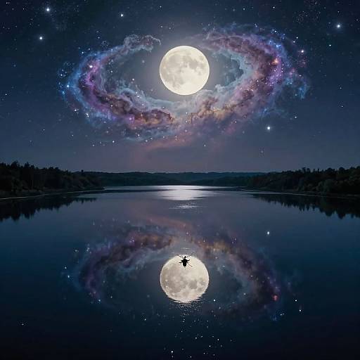 Celestial Dreamscape Over Tranquil Lake