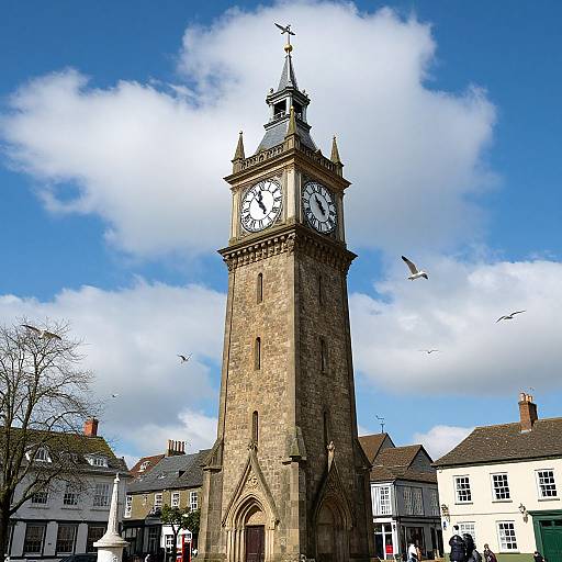 Majestic Clocktower in Serene Town Square
