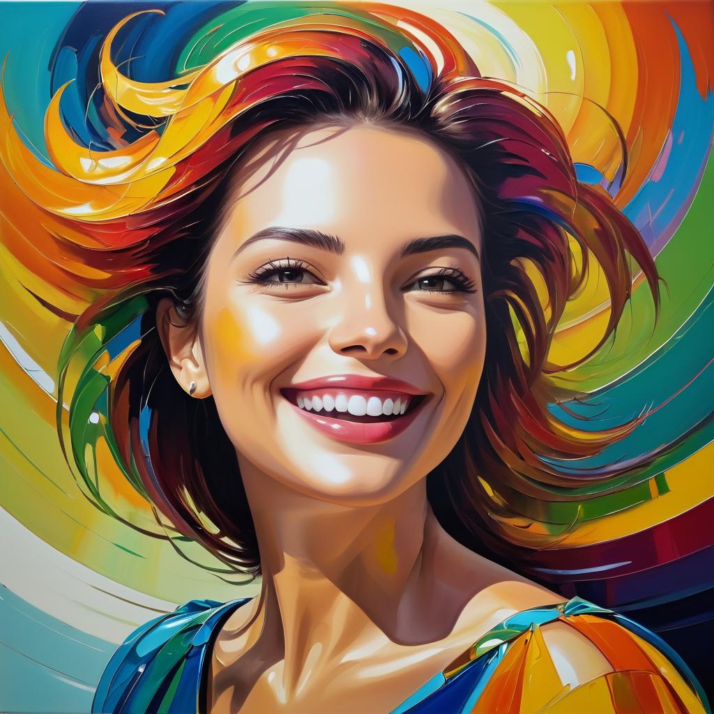 Radiant Smiles: Avant-Garde Oil Painting