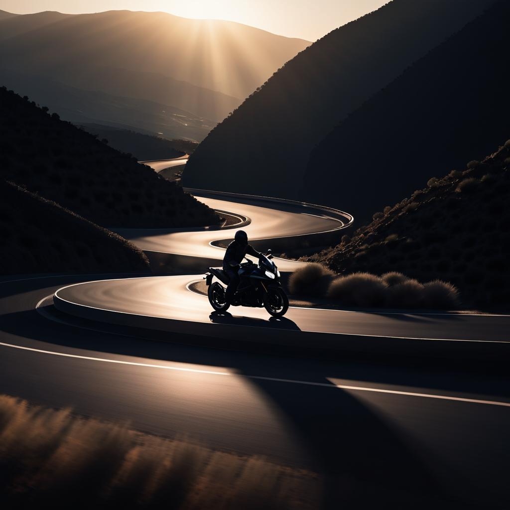 Dramatic Motorcycle Silhouette at Dusk