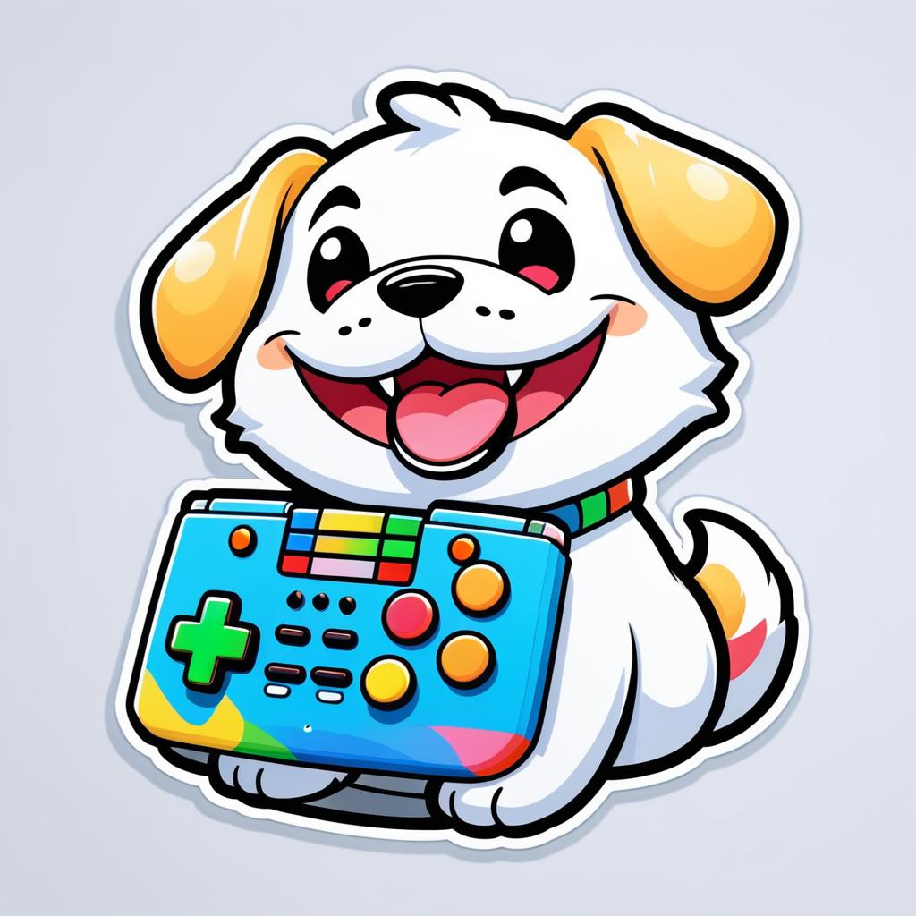 Cheerful Nintendo-Inspired Puppy Sticker