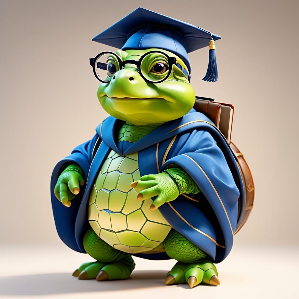 Wise Tortoise in Academic Attire