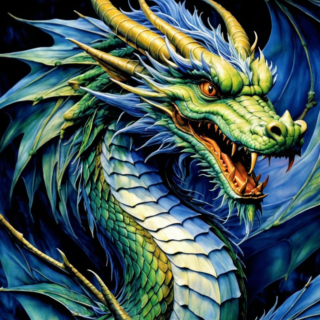 High Detail Fantasy Dragon Illustration