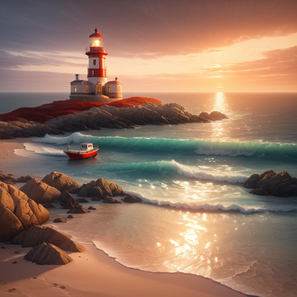 Stunning Lighthouse at Stormy Sunset