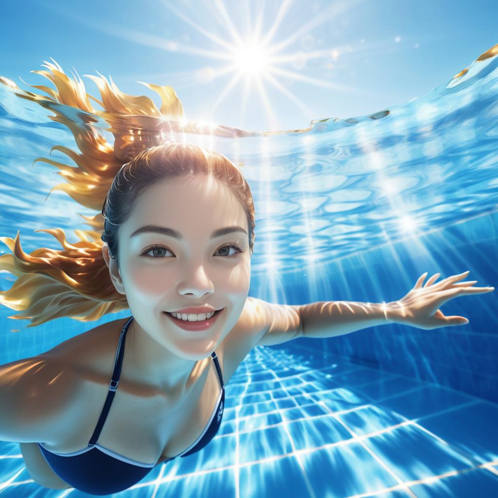 Underwater Delight: Shojo Model in Sunlit Pool