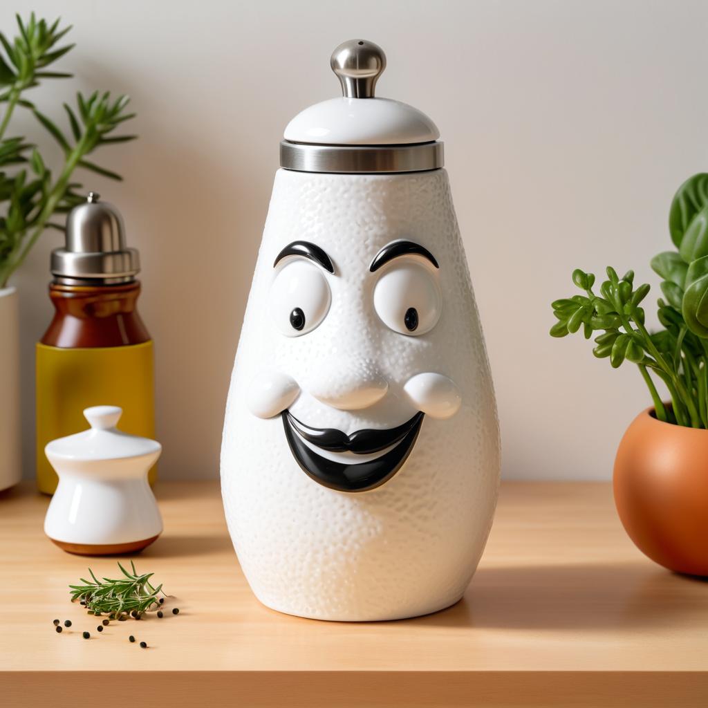 Whimsical Salt Shaker in Minimalist Apartment